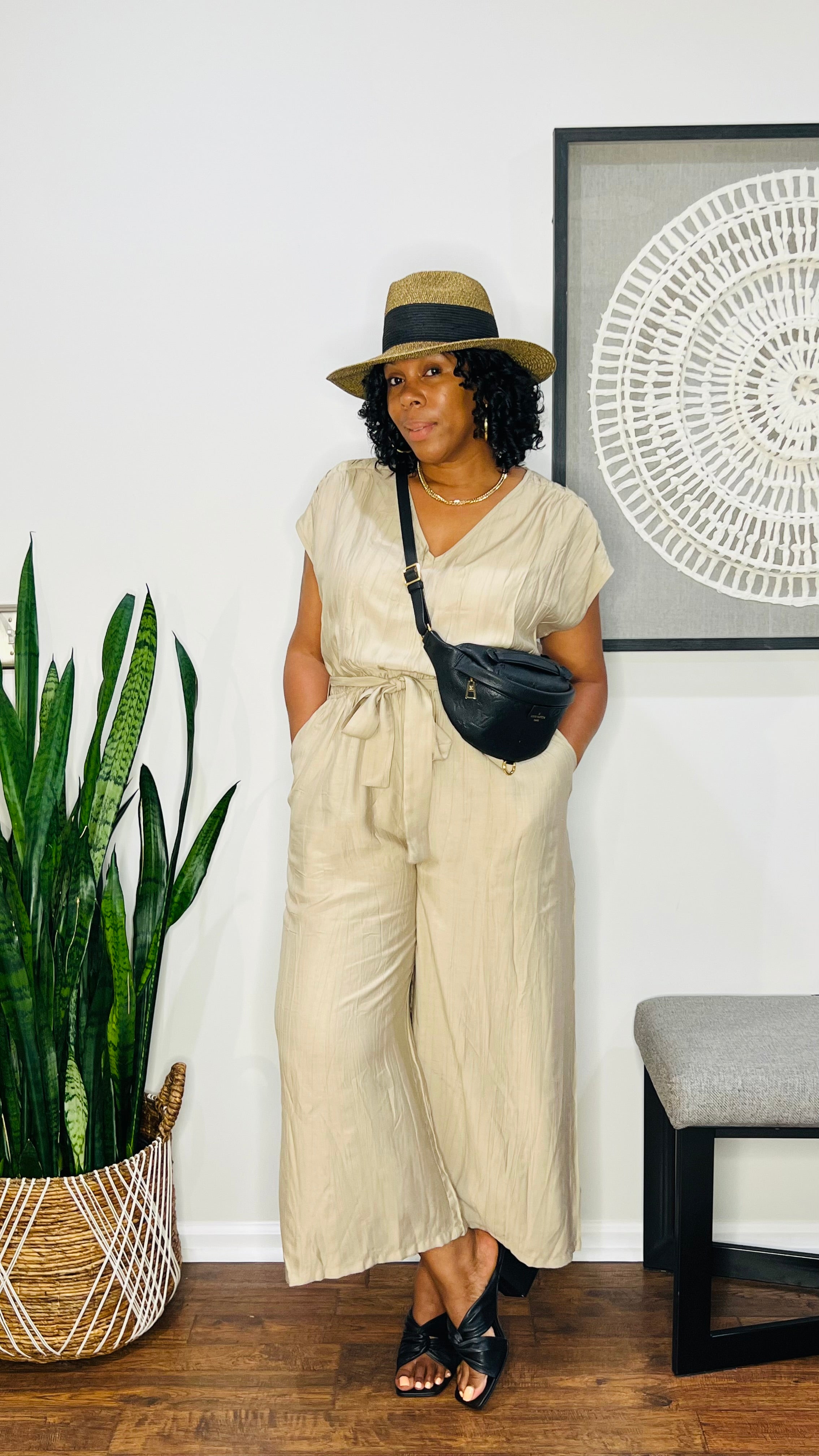 Crinkle Wide Leg Jumpsuit