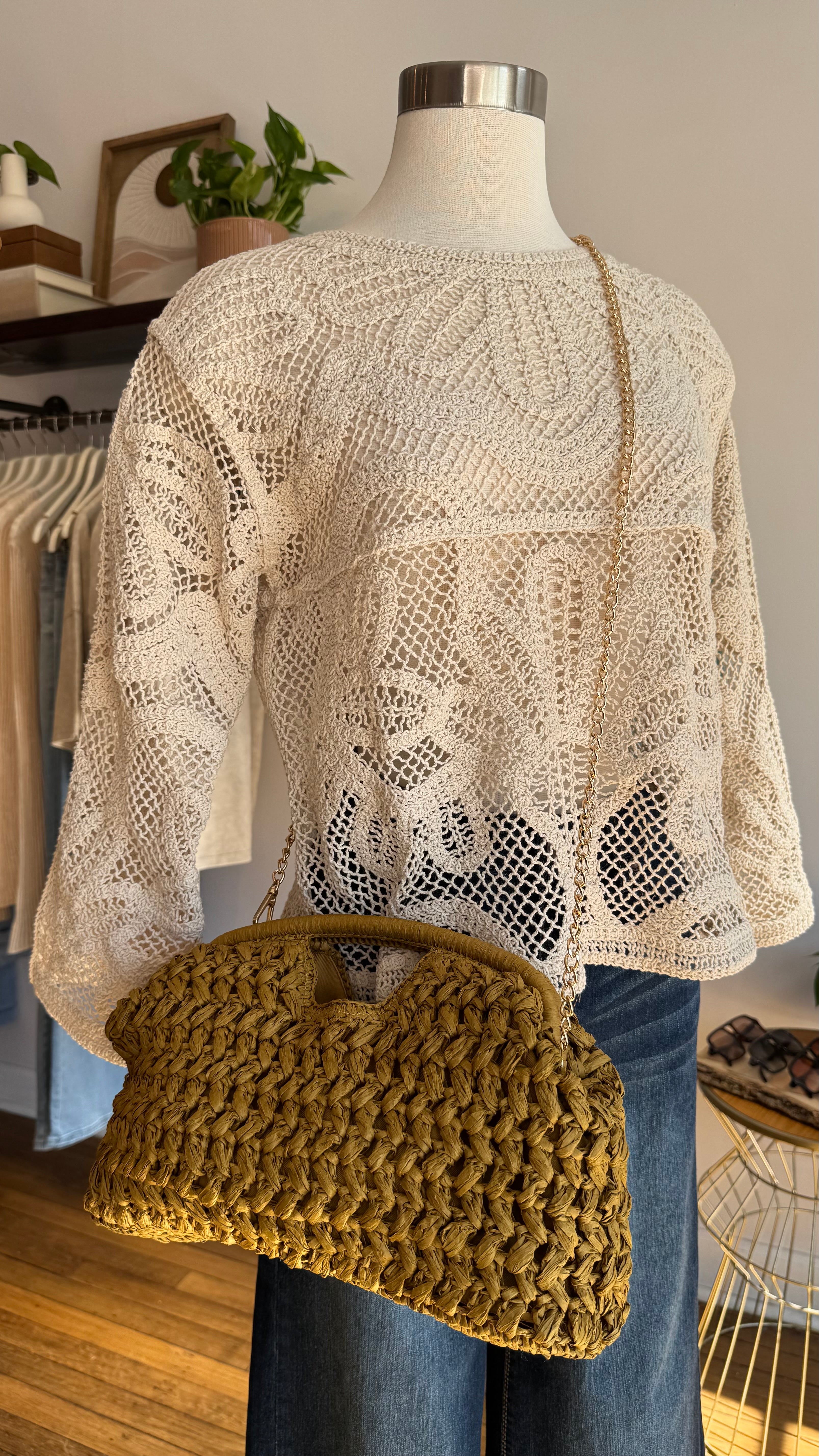 Handwoven Clutch with Chain Strap