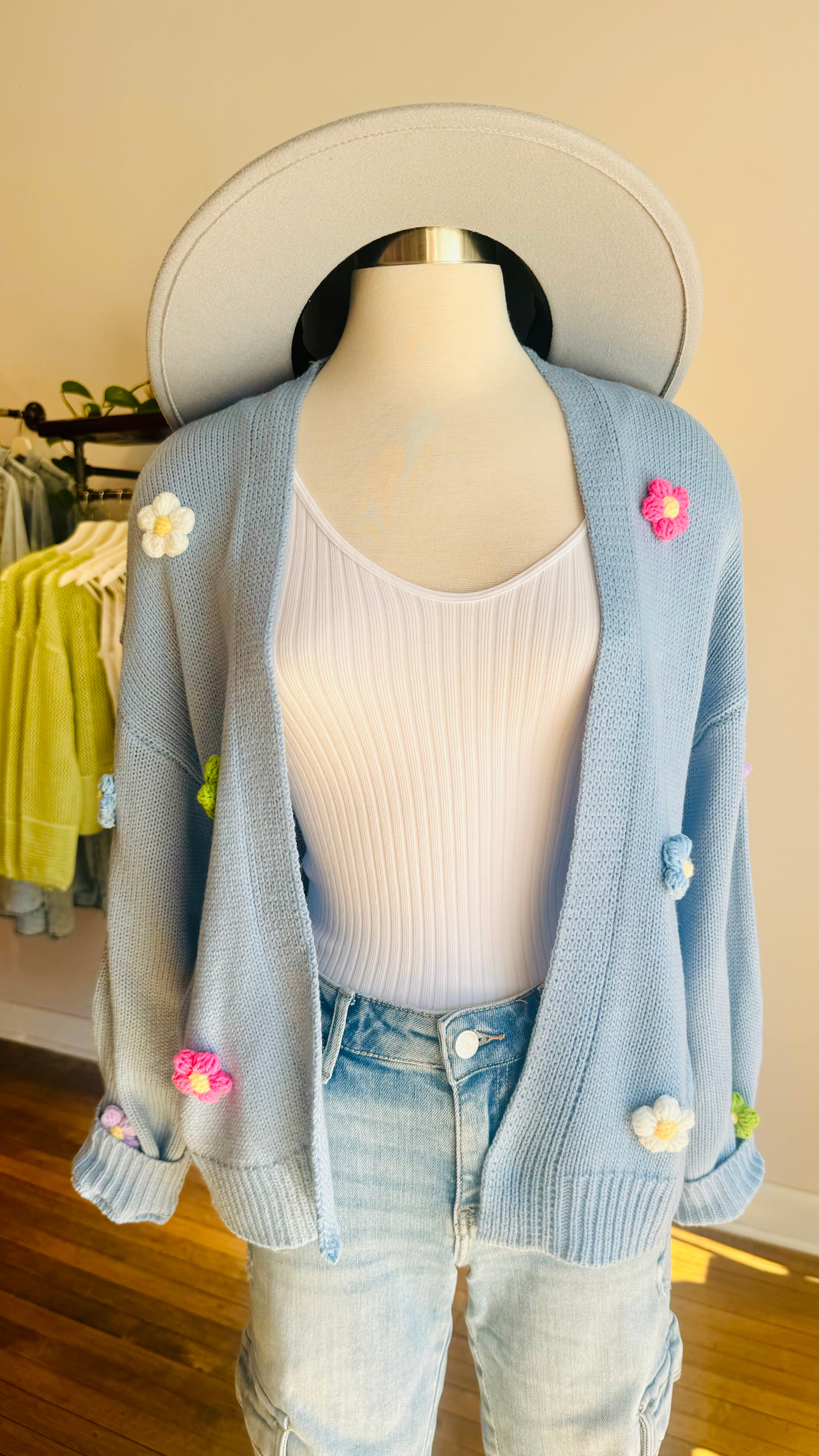 Flower Open Front Cardigan