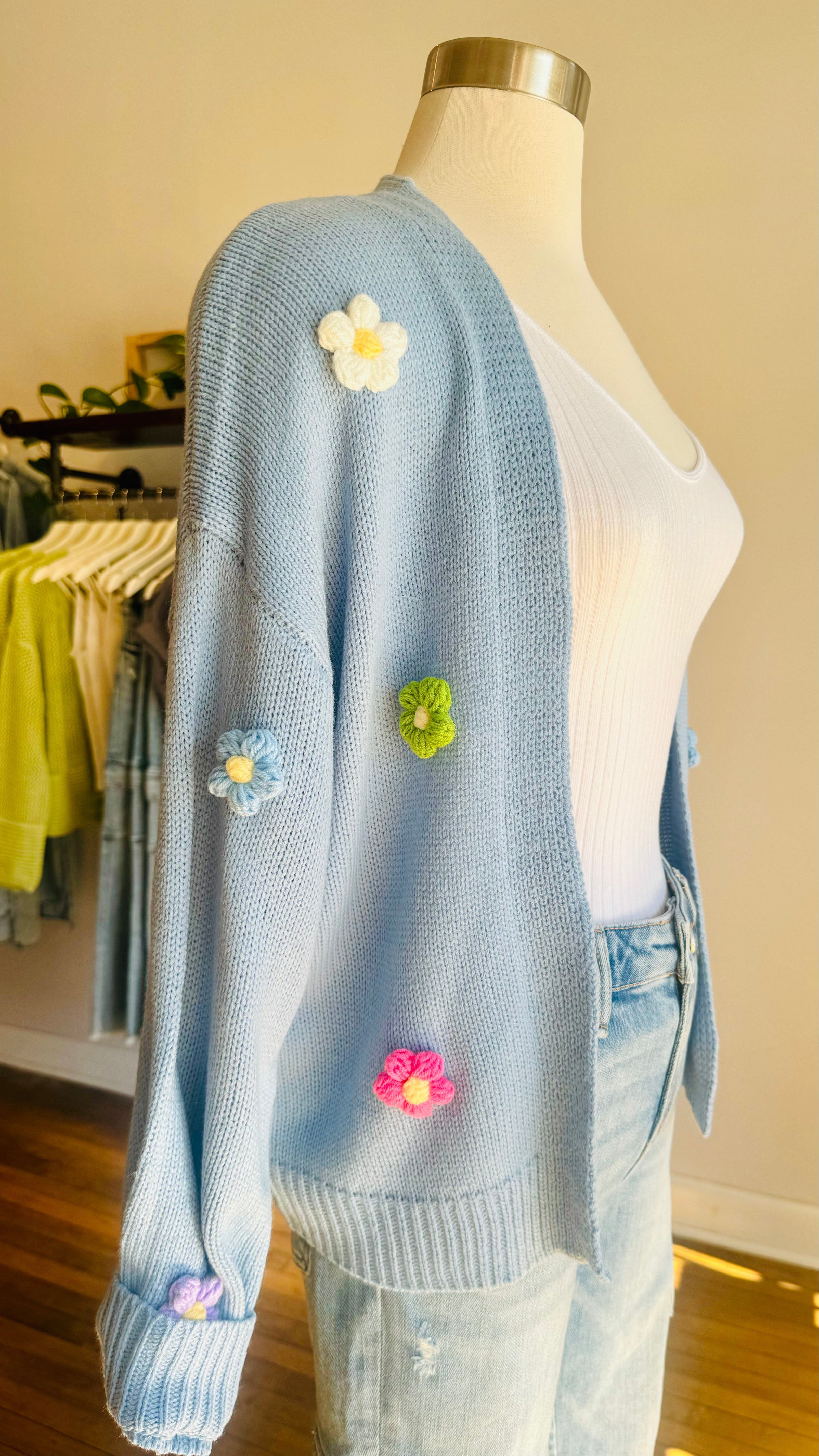 Flower Open Front Cardigan