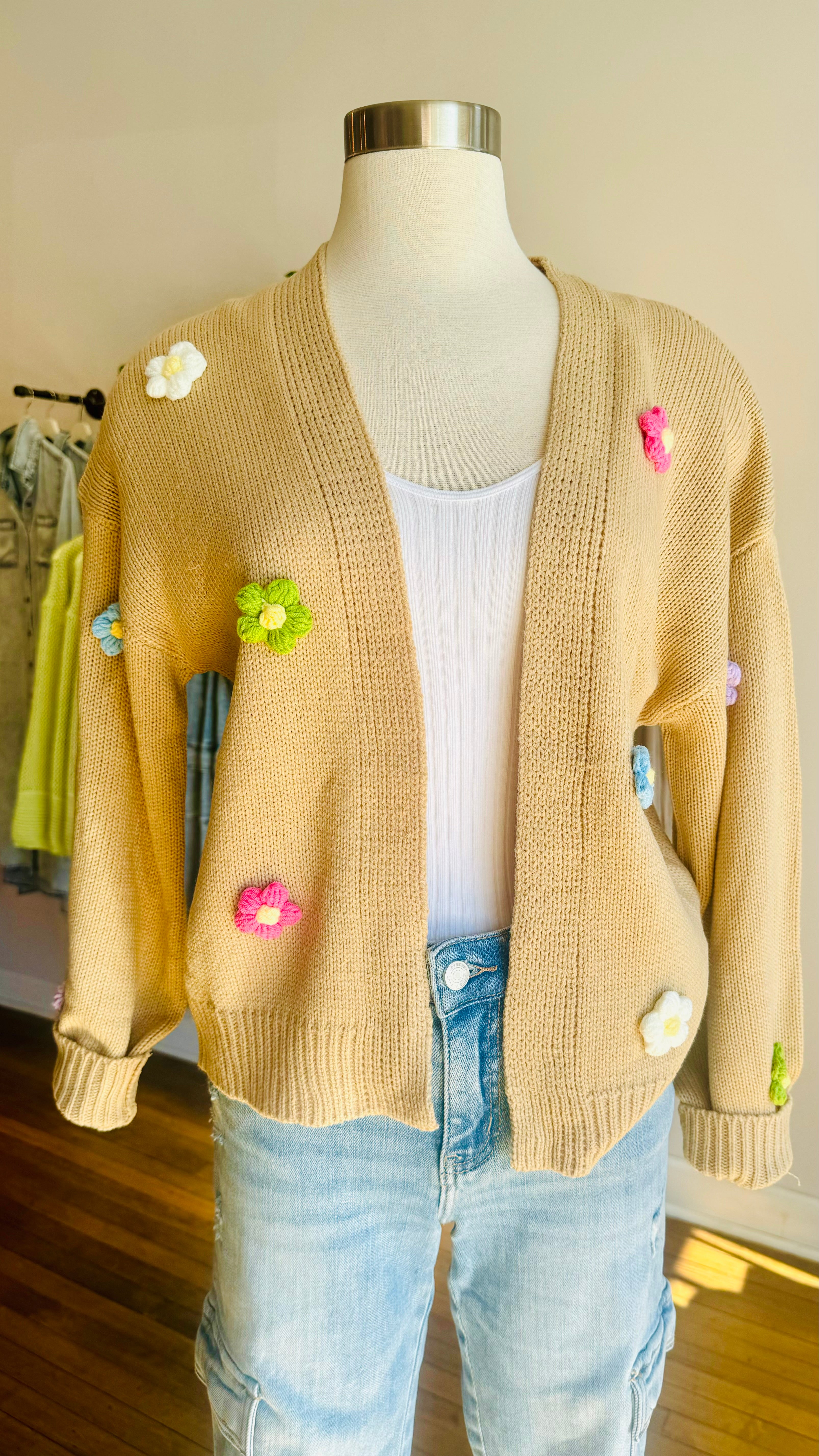 Flower Open Front Cardigan