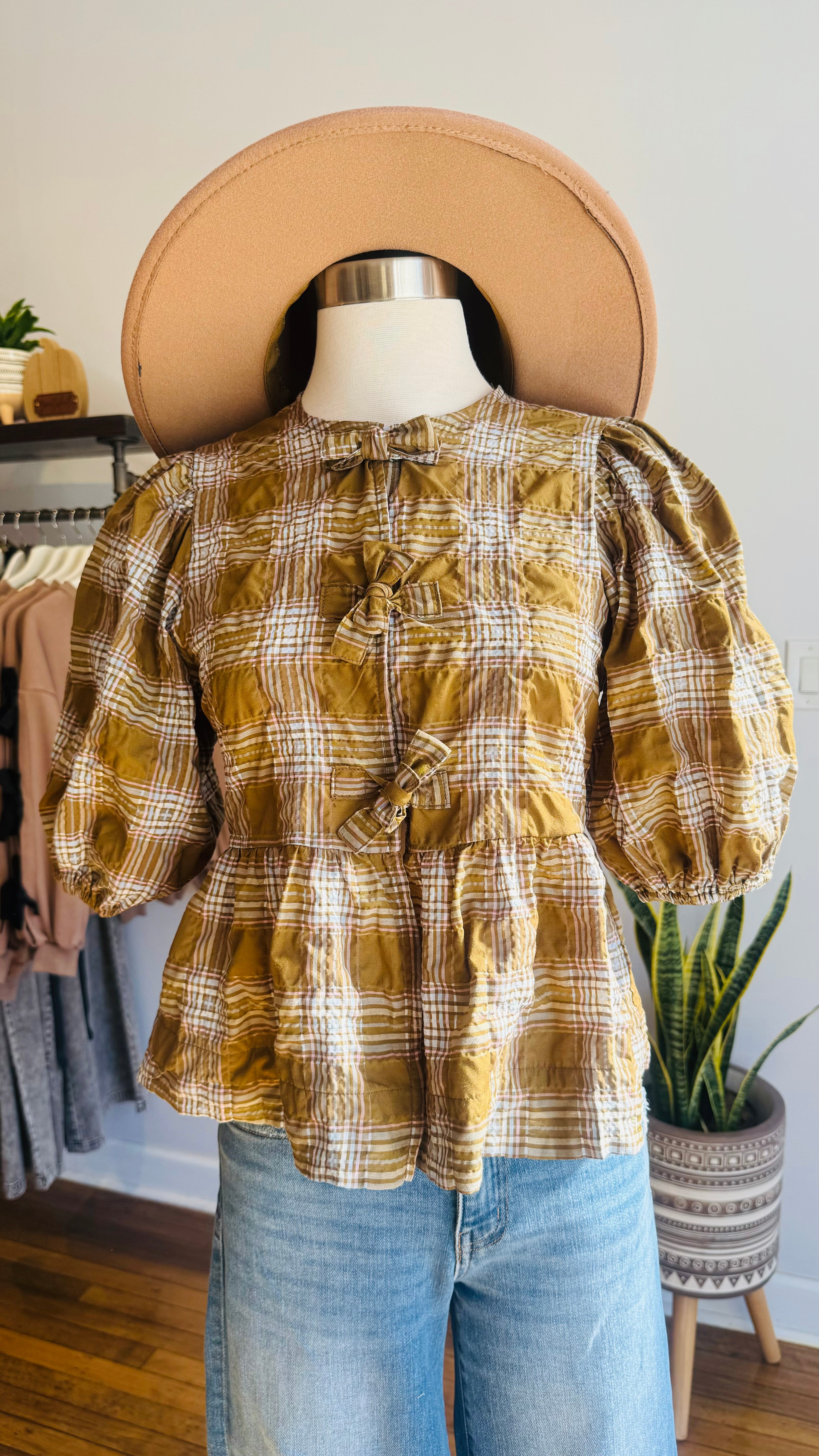 Plaid Peplum Top