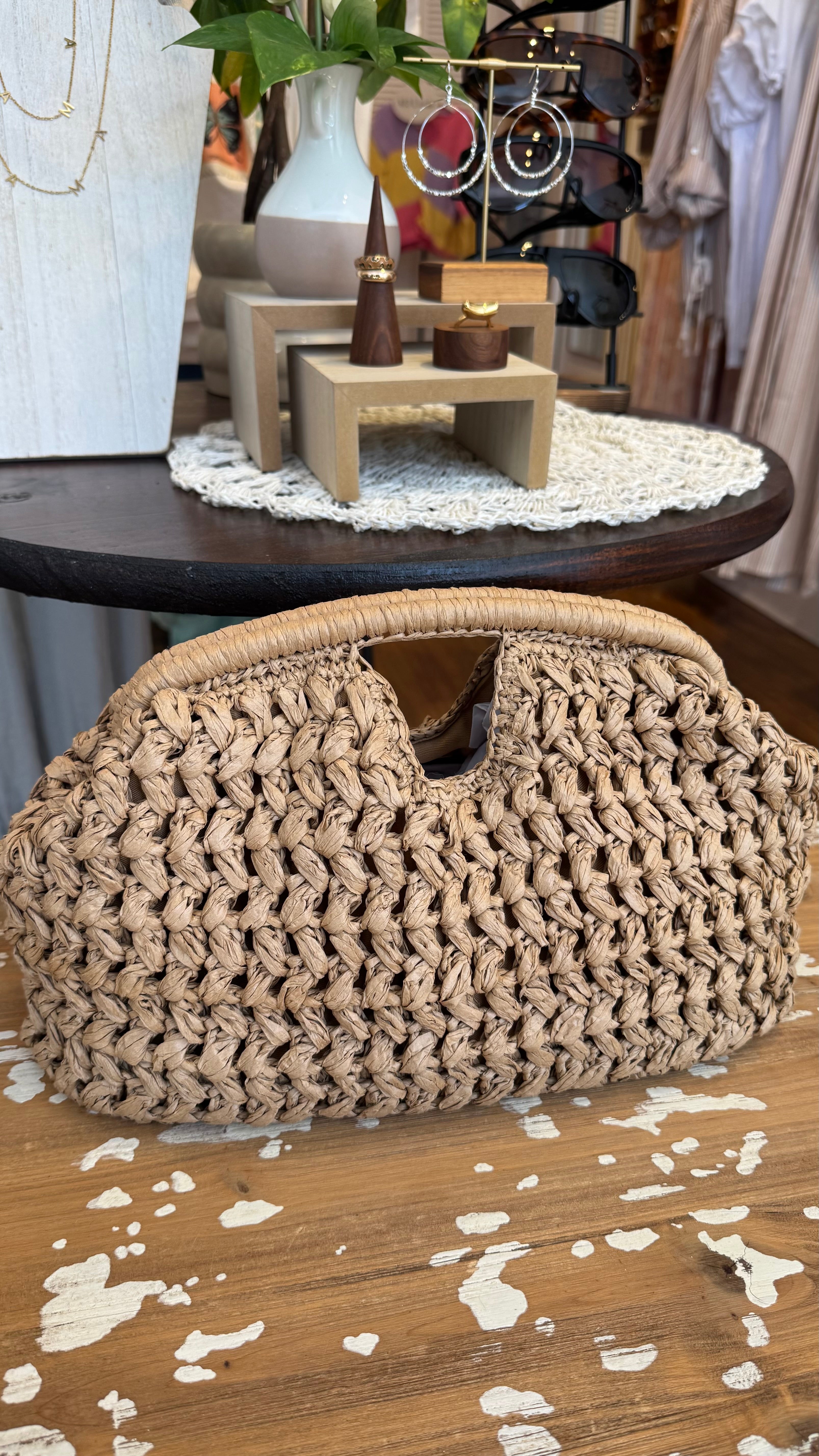 Handwoven Clutch with Chain Strap