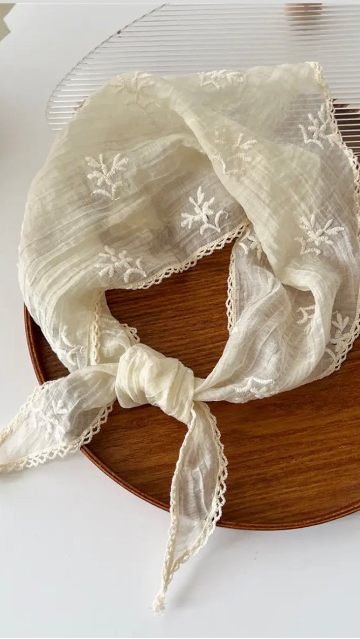 Embroidered Lace Scarf