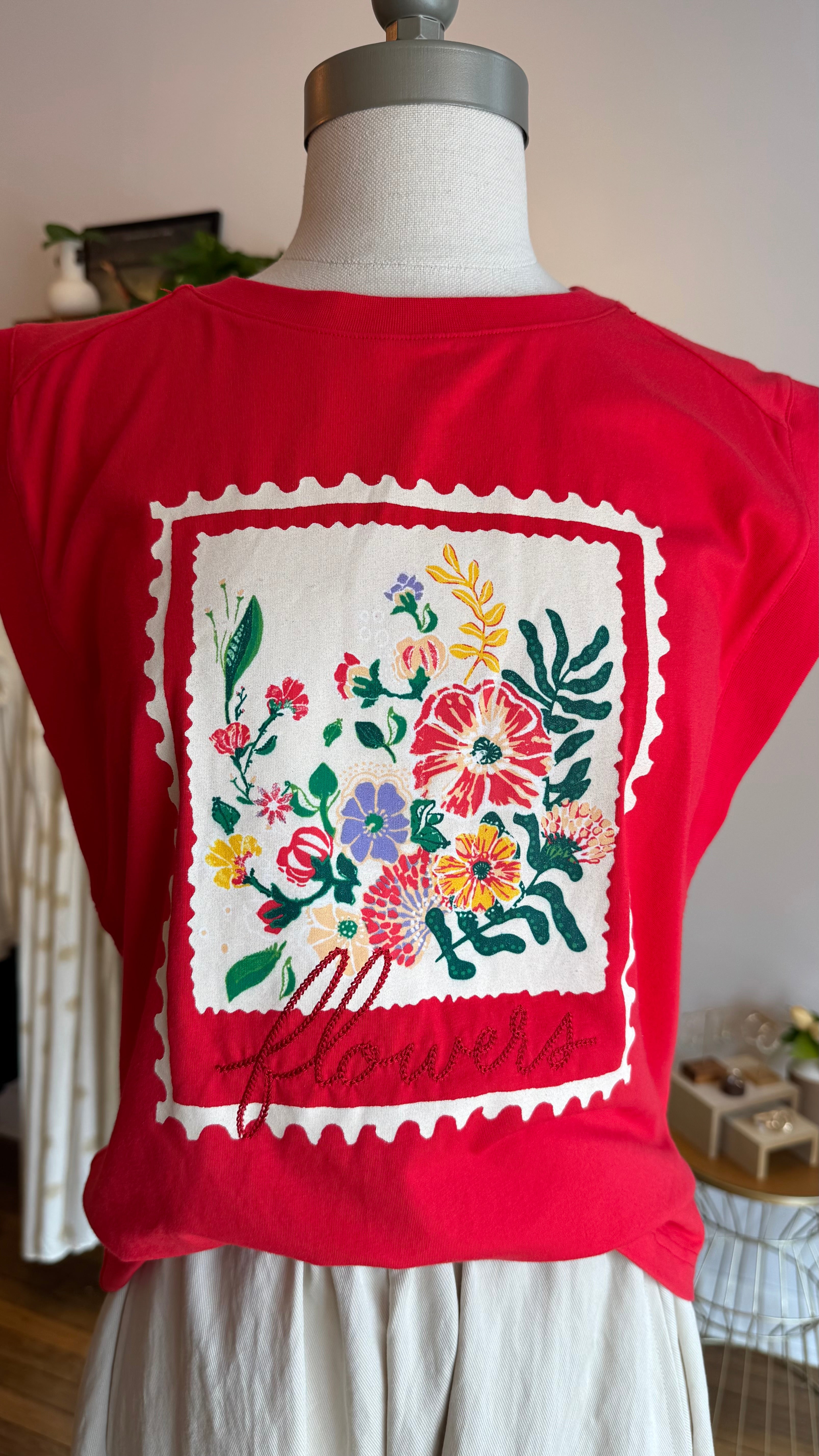 Flower Graphic Embroidered Tee