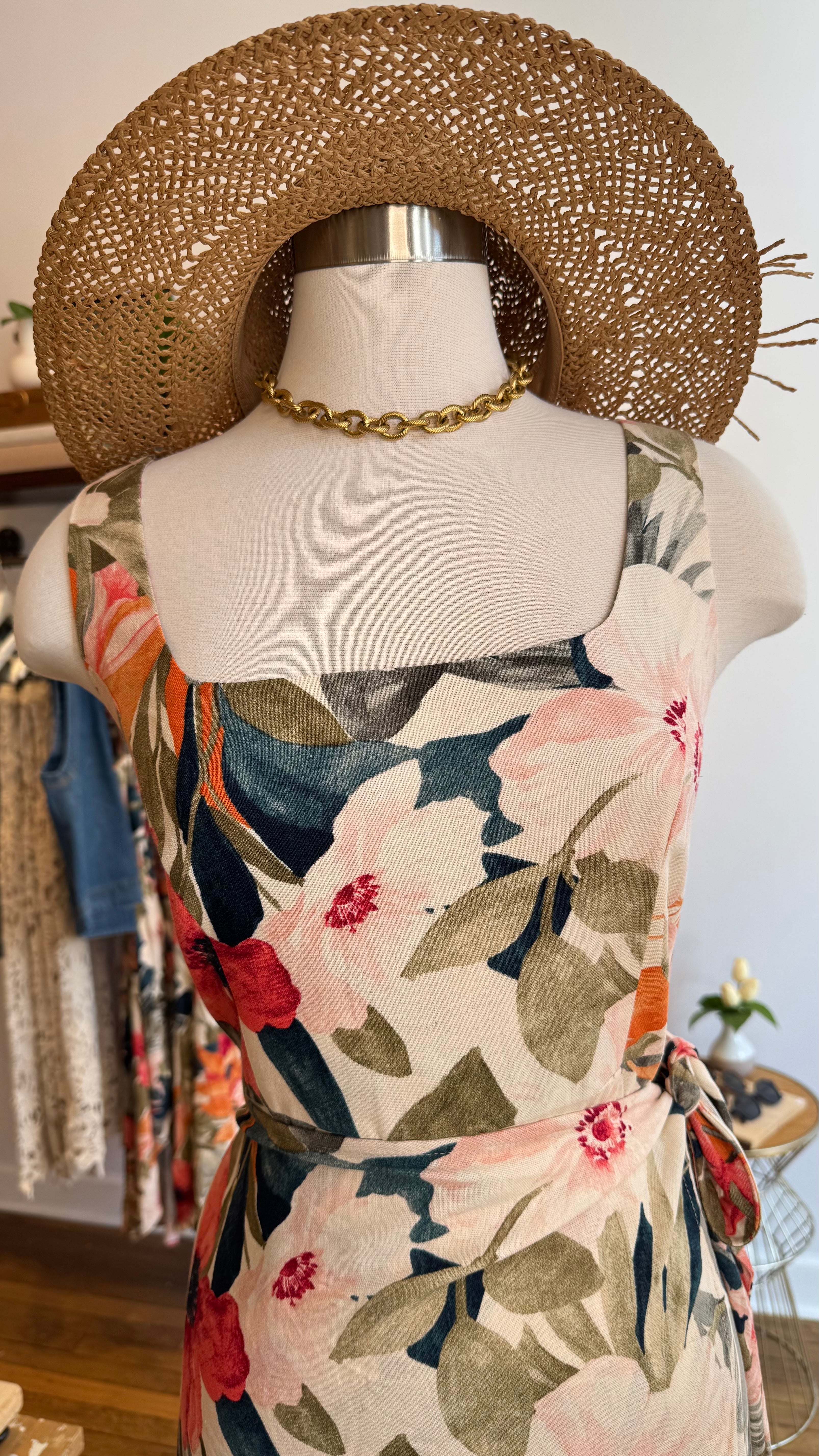 Tropical Bloom Wrap Midi Dress