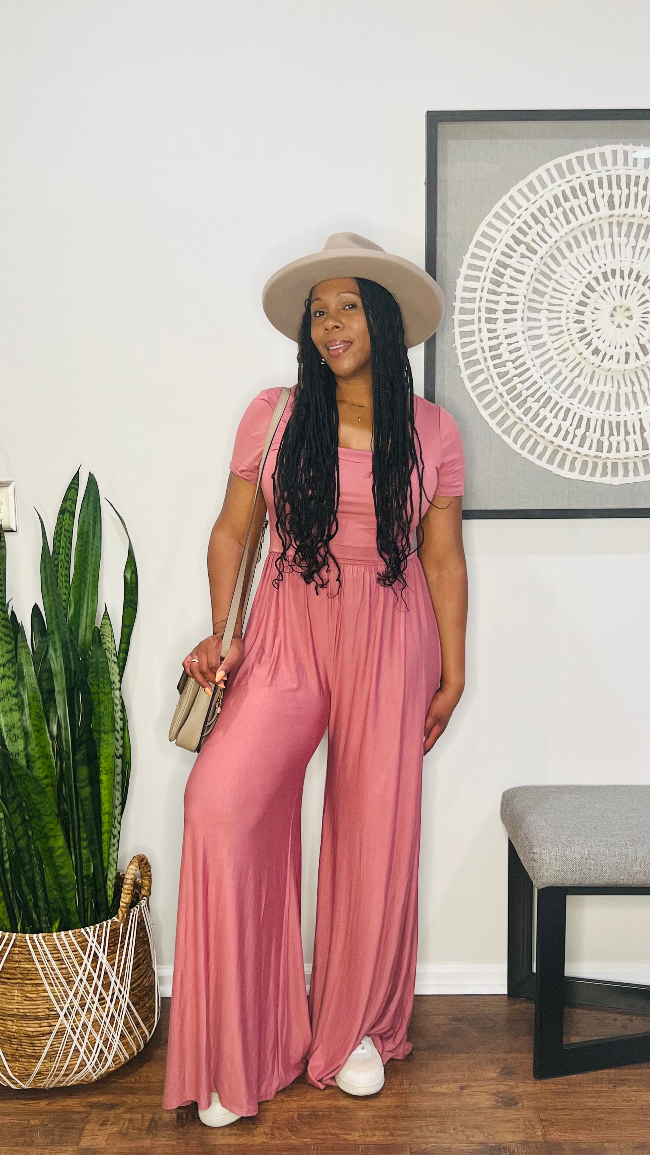 Short Sleeve Wide Leg Jumpsuit