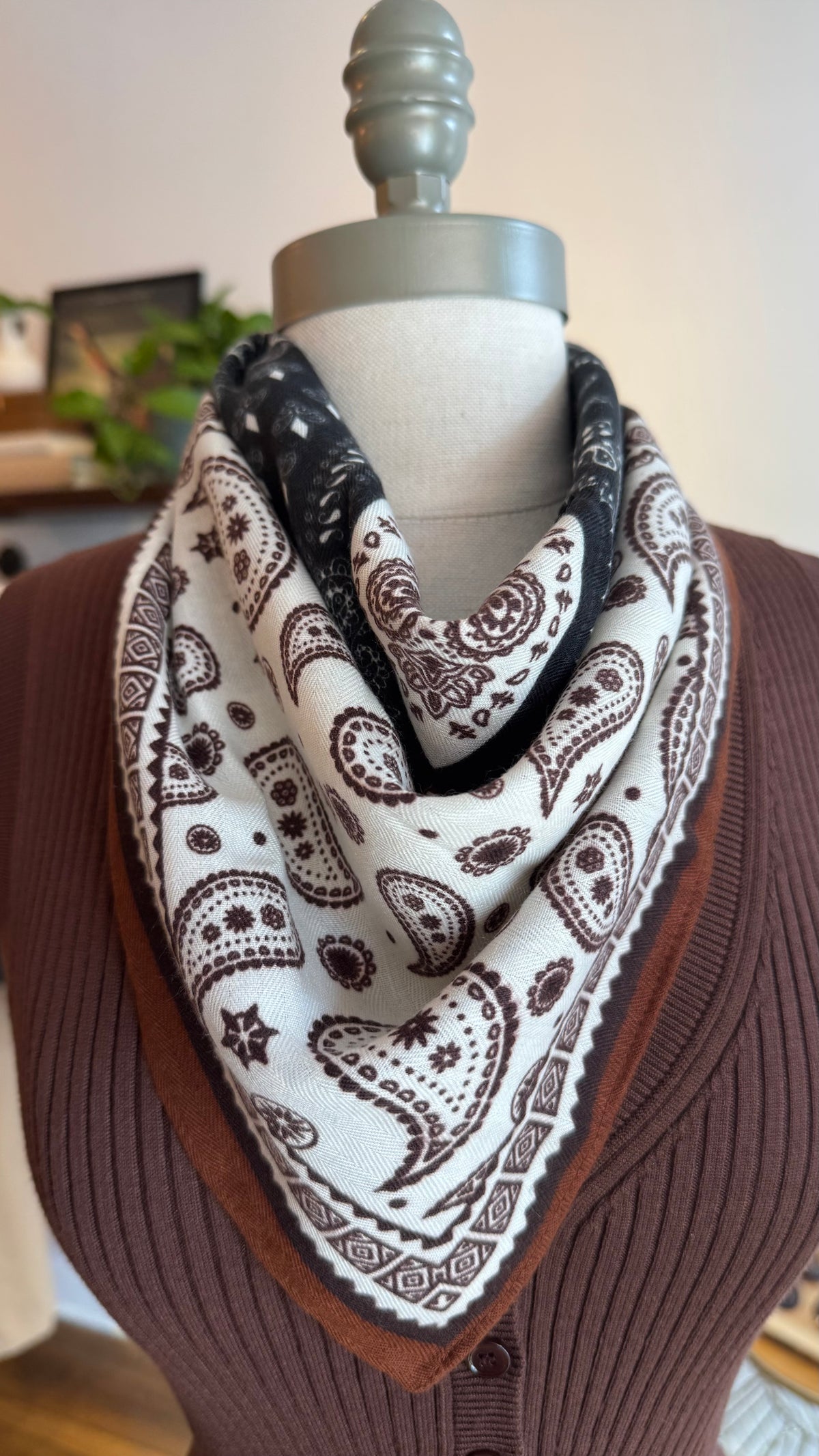 Brown Paisley Bandana Scarf
