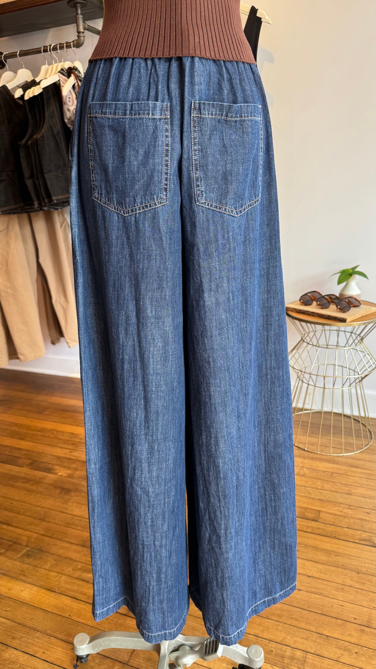 Wide-Leg Denim Pants