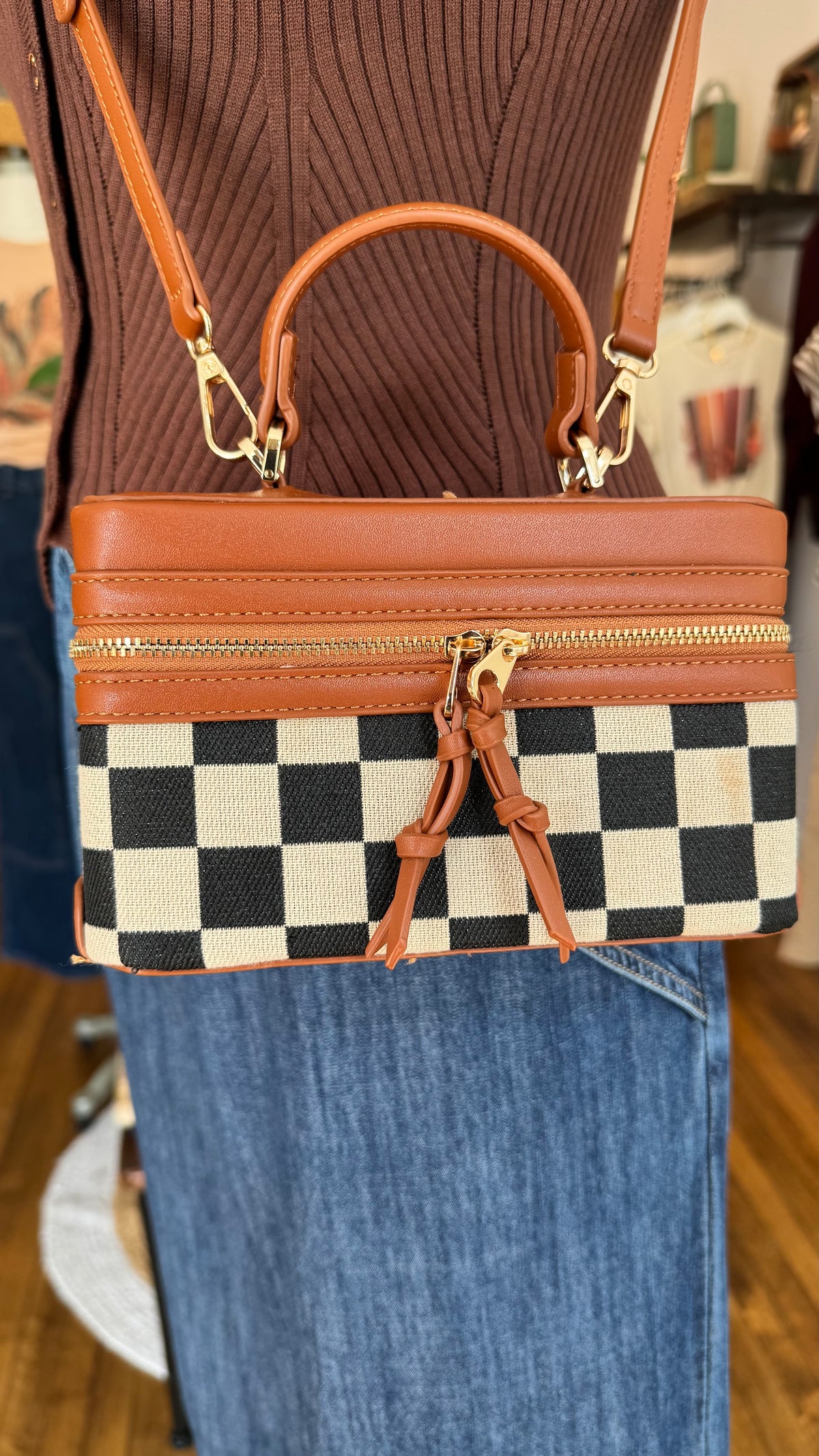 Checkered Mini Crossbody Bag