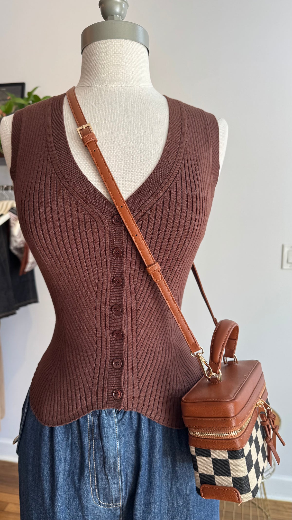 Checkered Mini Crossbody Bag