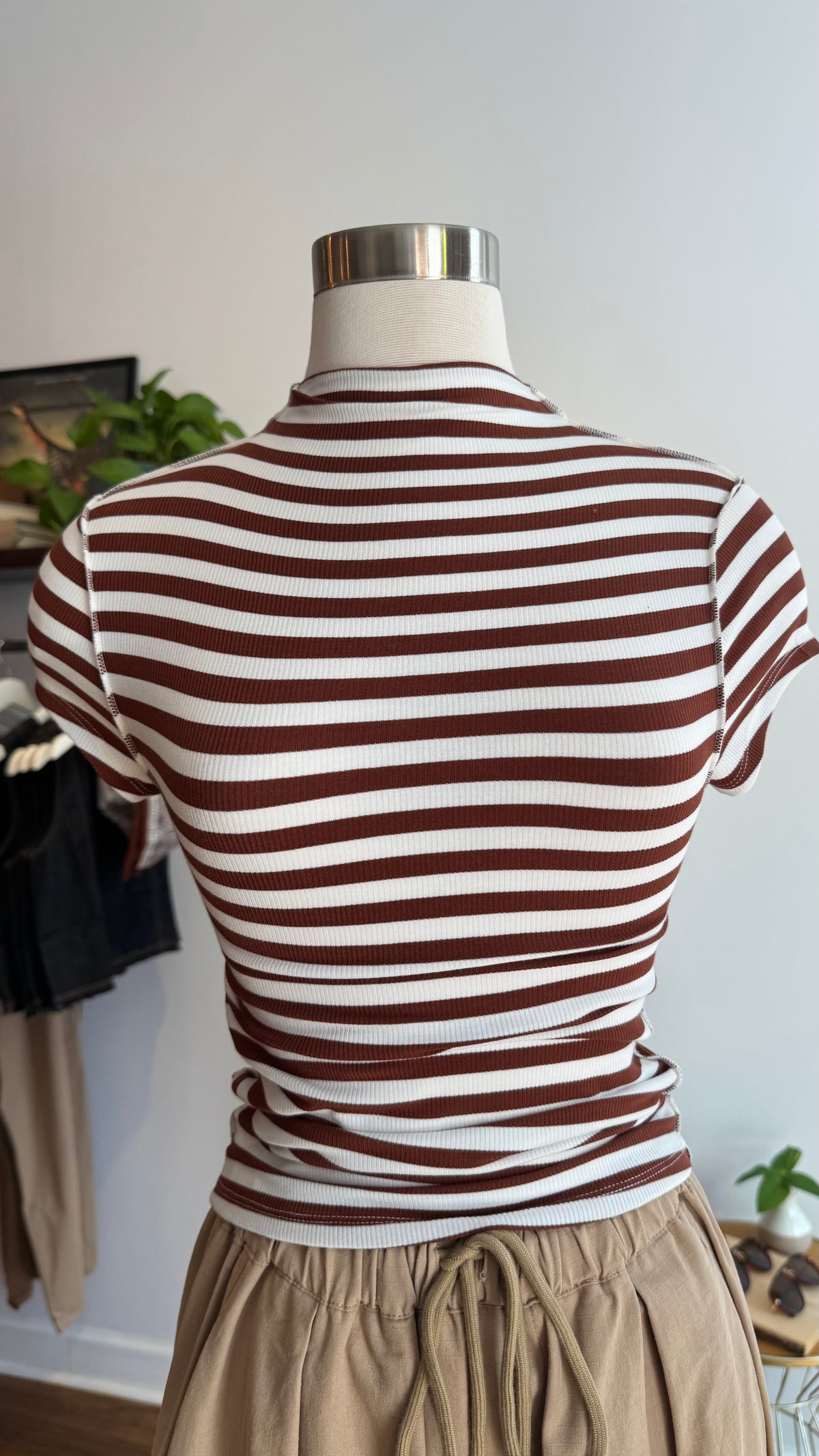 Striped Mock-Neck Top
