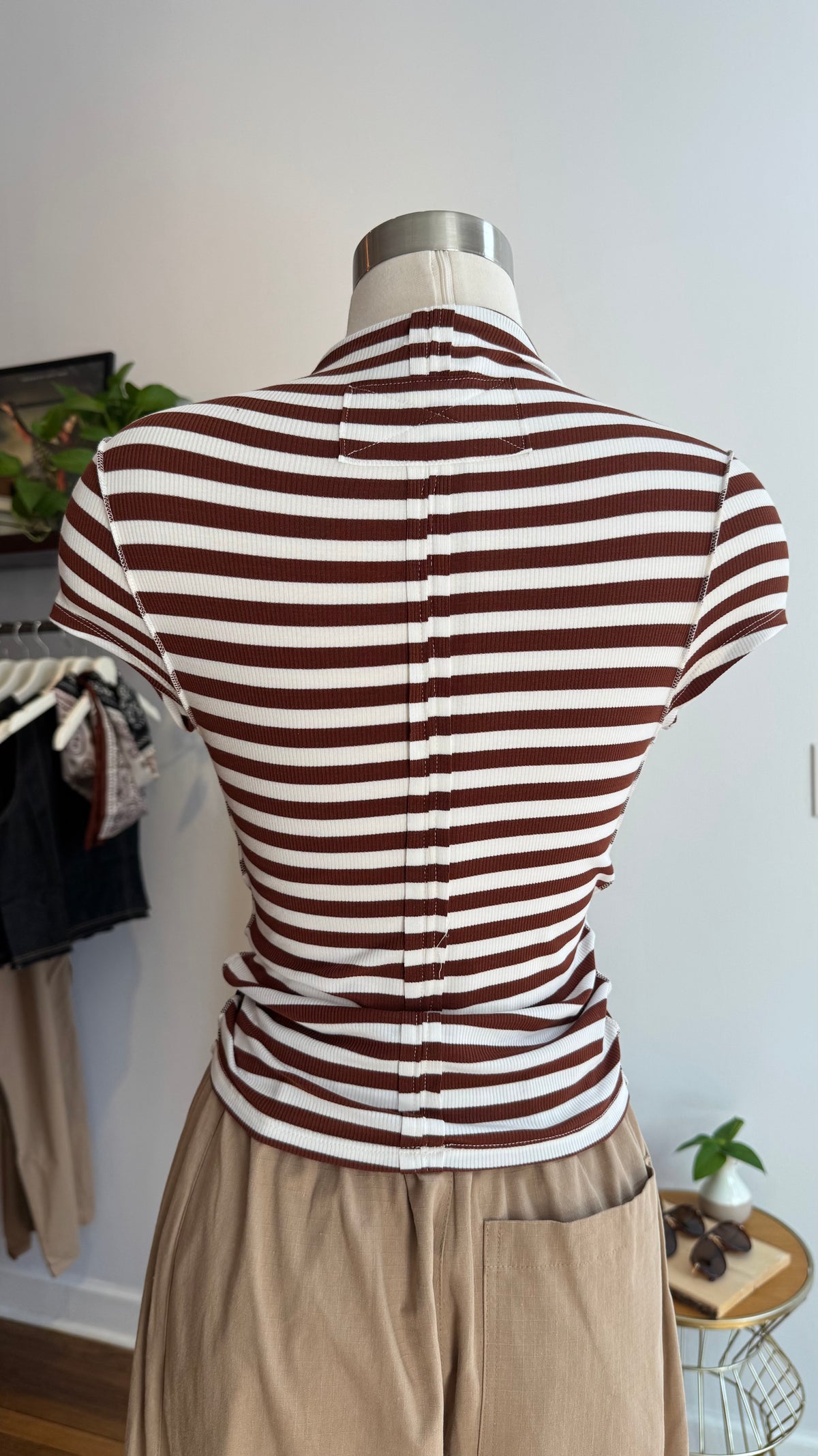 Striped Mock-Neck Top