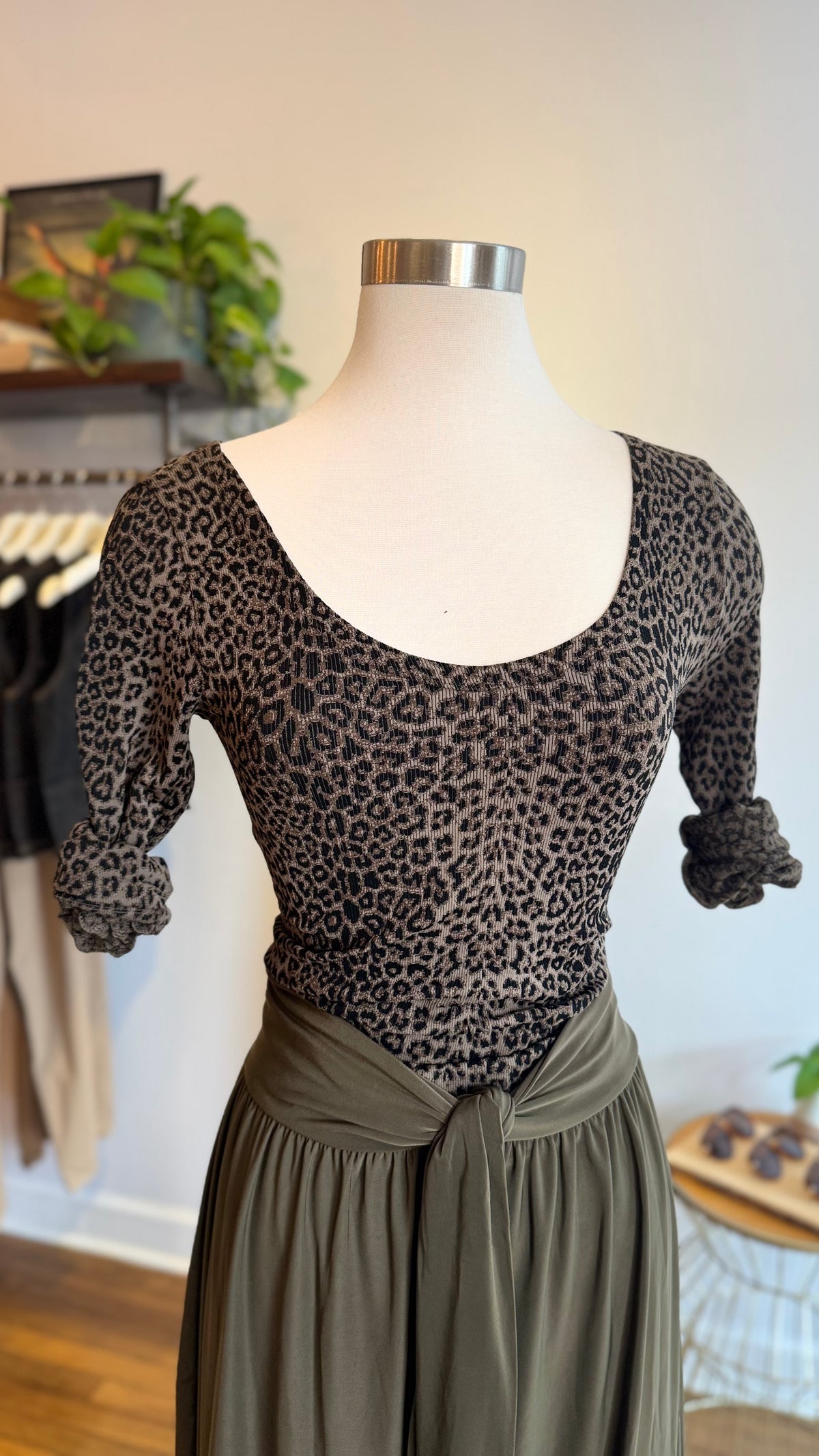 Leopard Scoop Neck Top