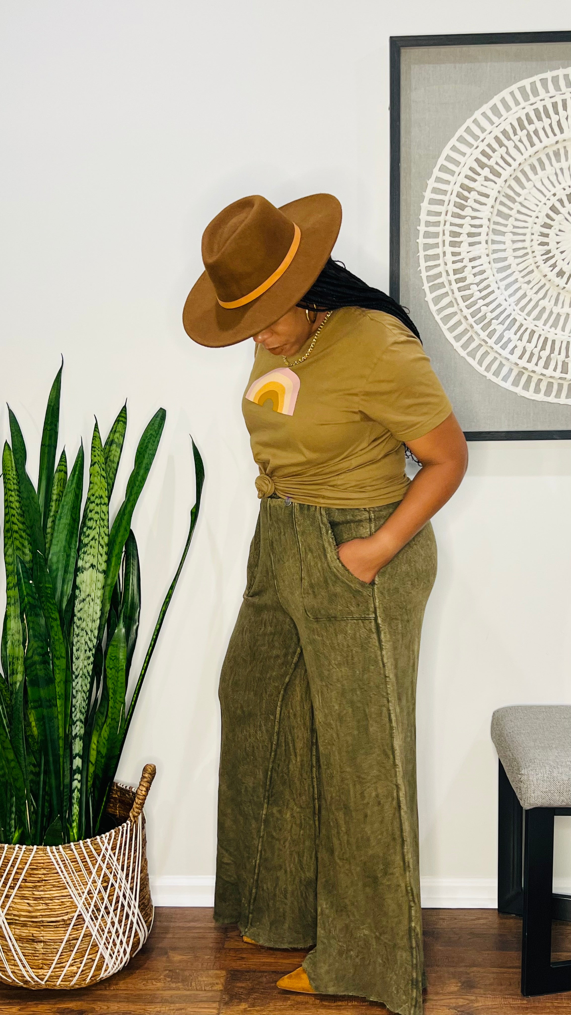 Olive Wide Leg Pants