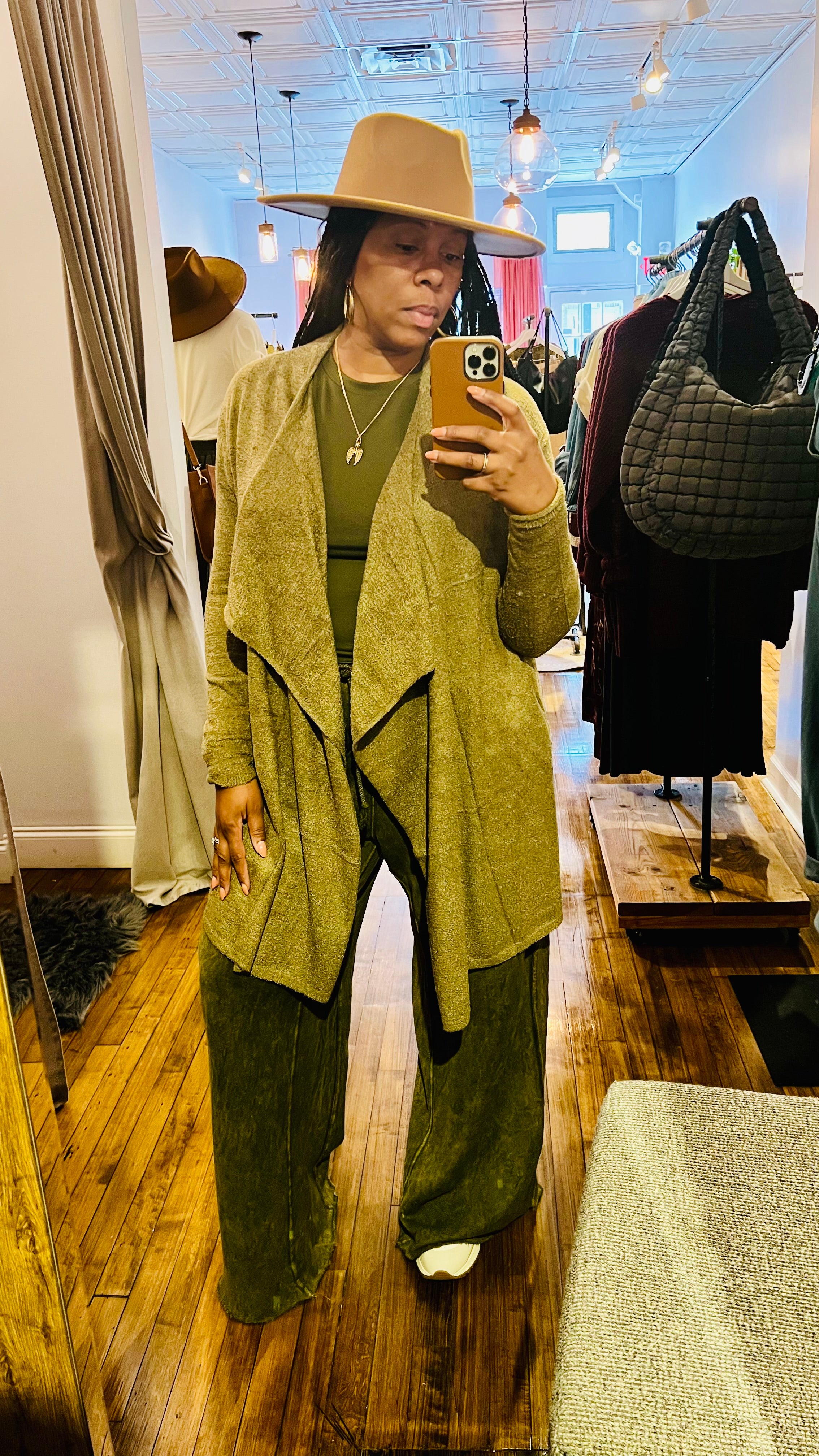 Draped Open Front Cardigan