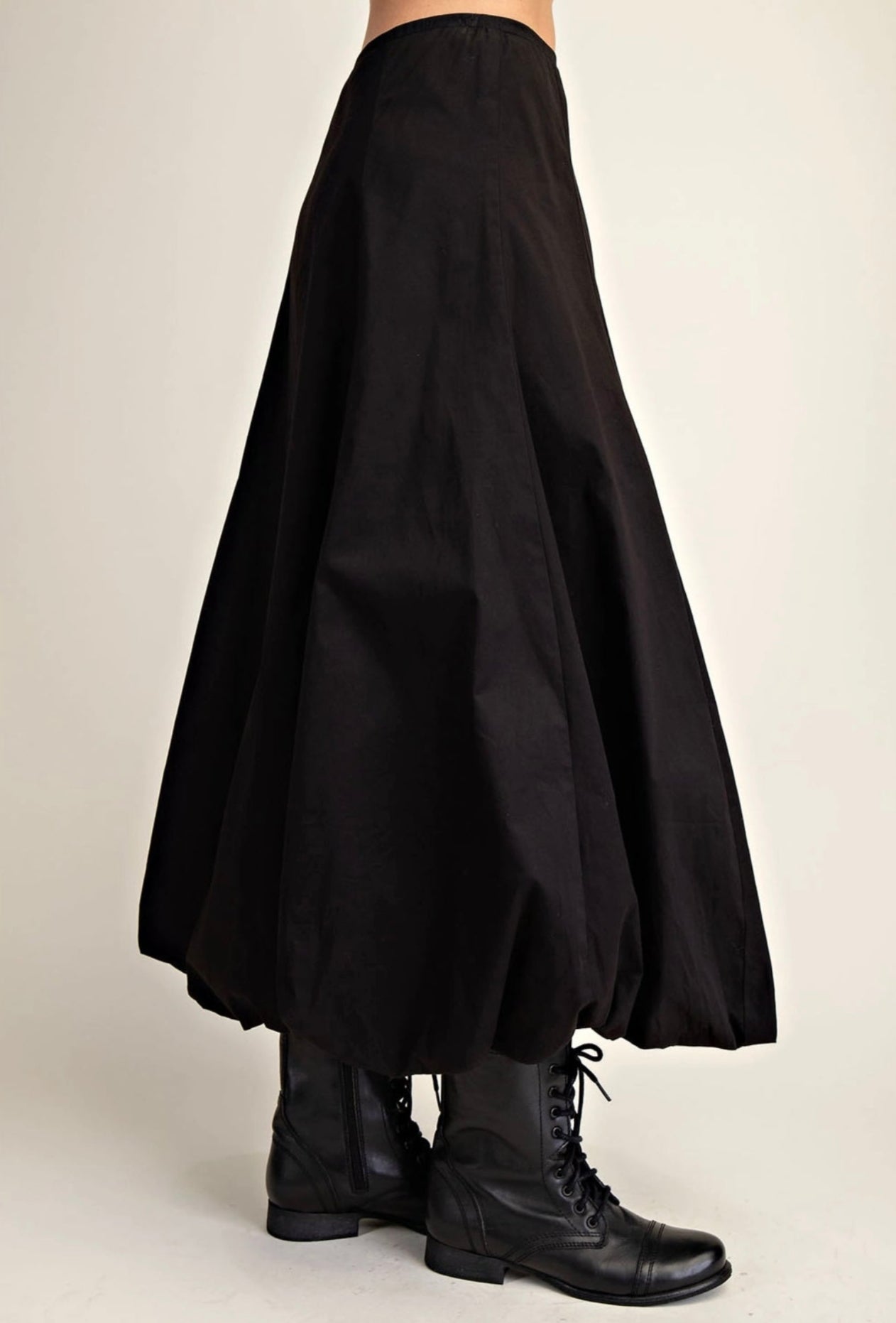 Bubble Hem Woven Maxi Skirt