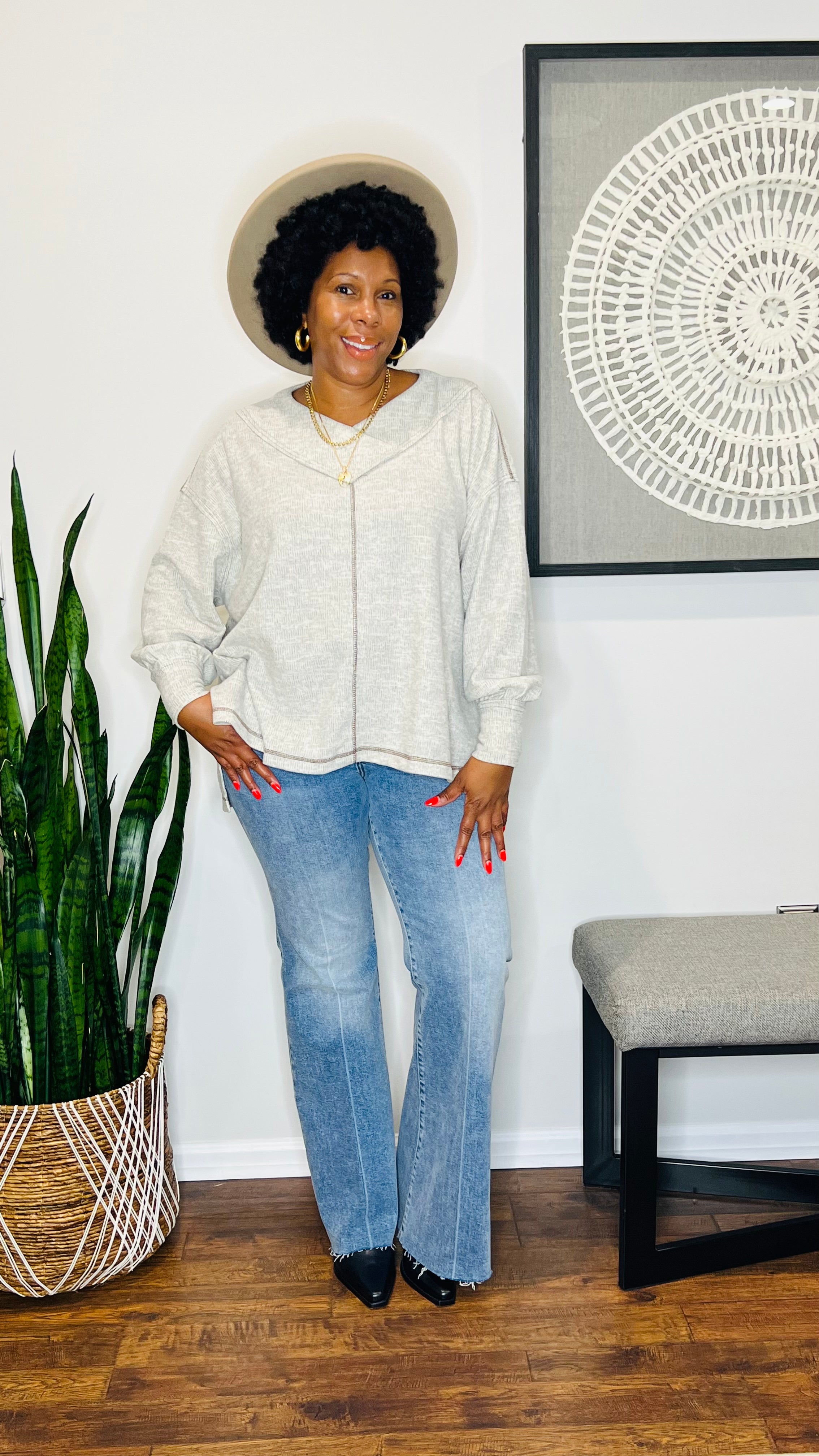 High-Low V-Neck Top