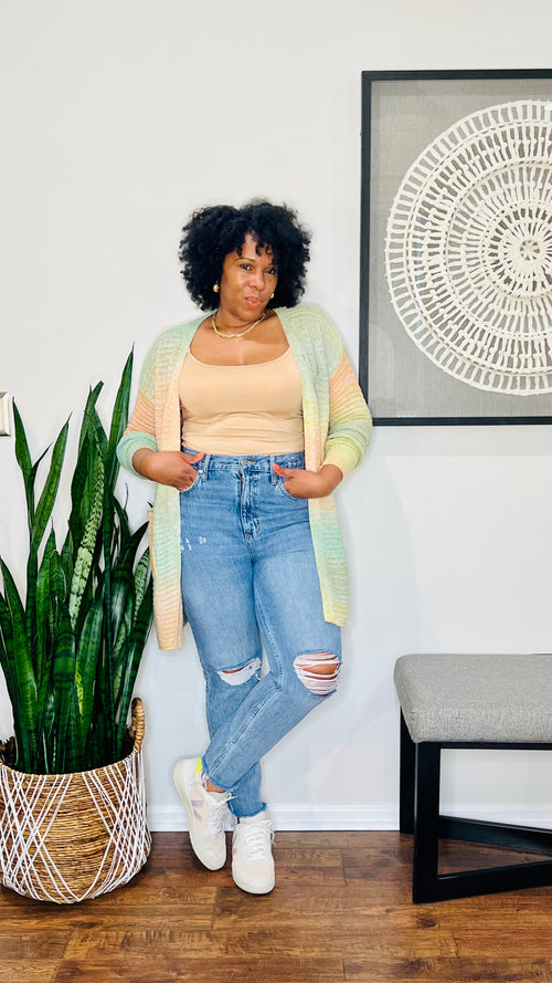 Sunny Stripes Open Front Cardigan