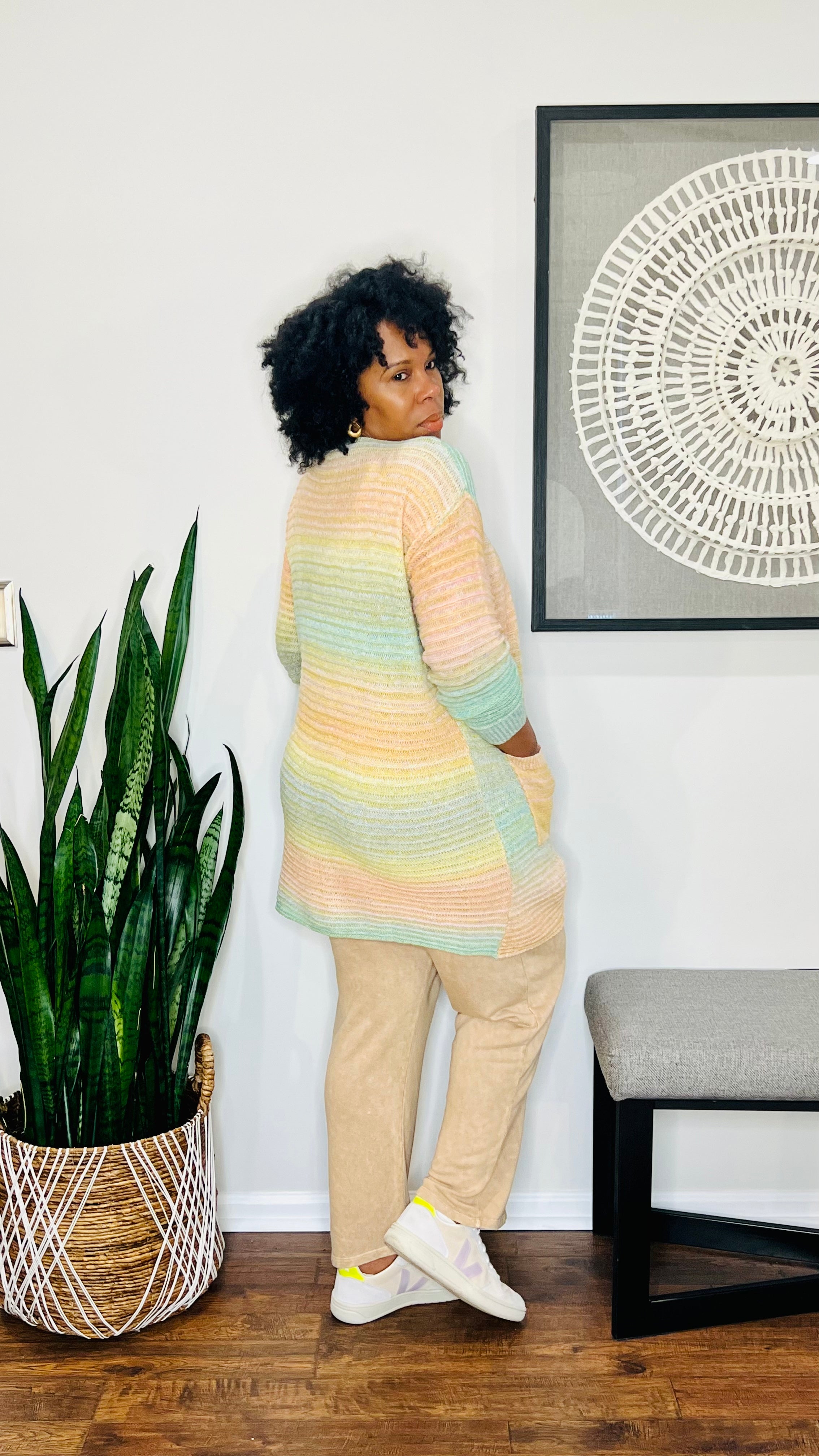 Sunny Stripes Open Front Cardigan