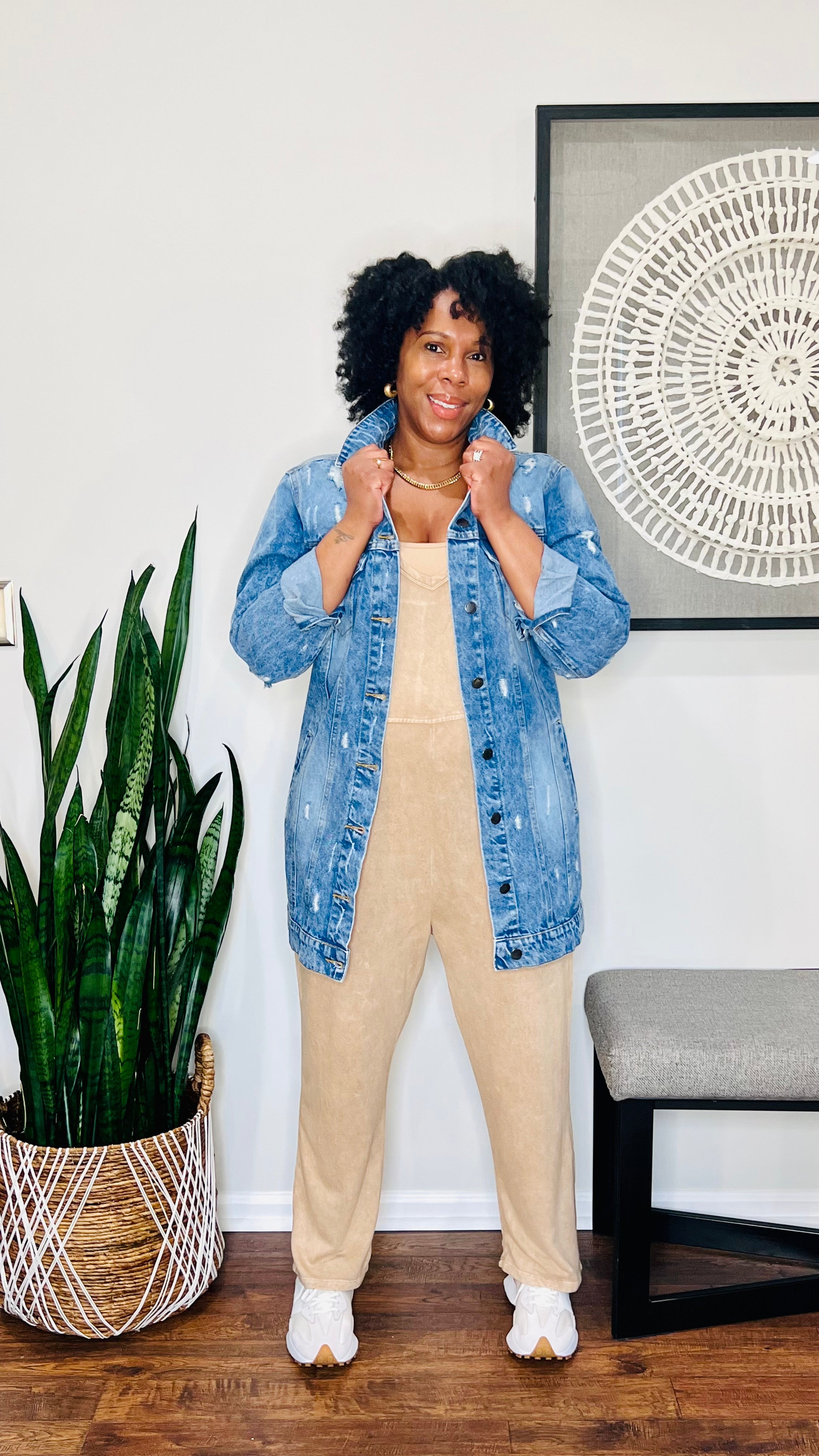 Midi denim best sale jacket