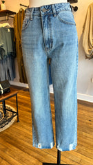 High Rise Ankle Slim Straight Leg Jeans