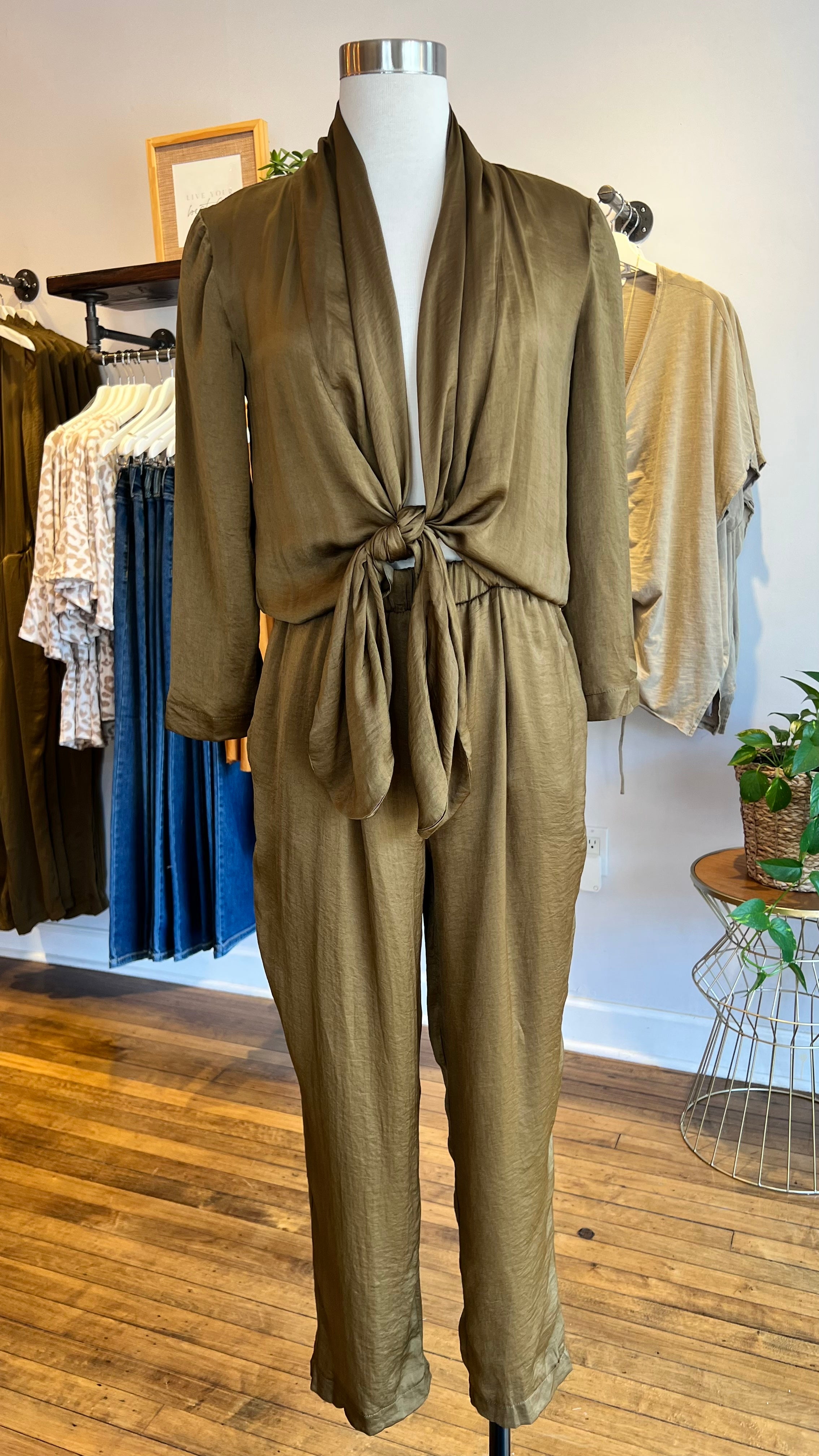 Moss Tie Front Jumpsuit