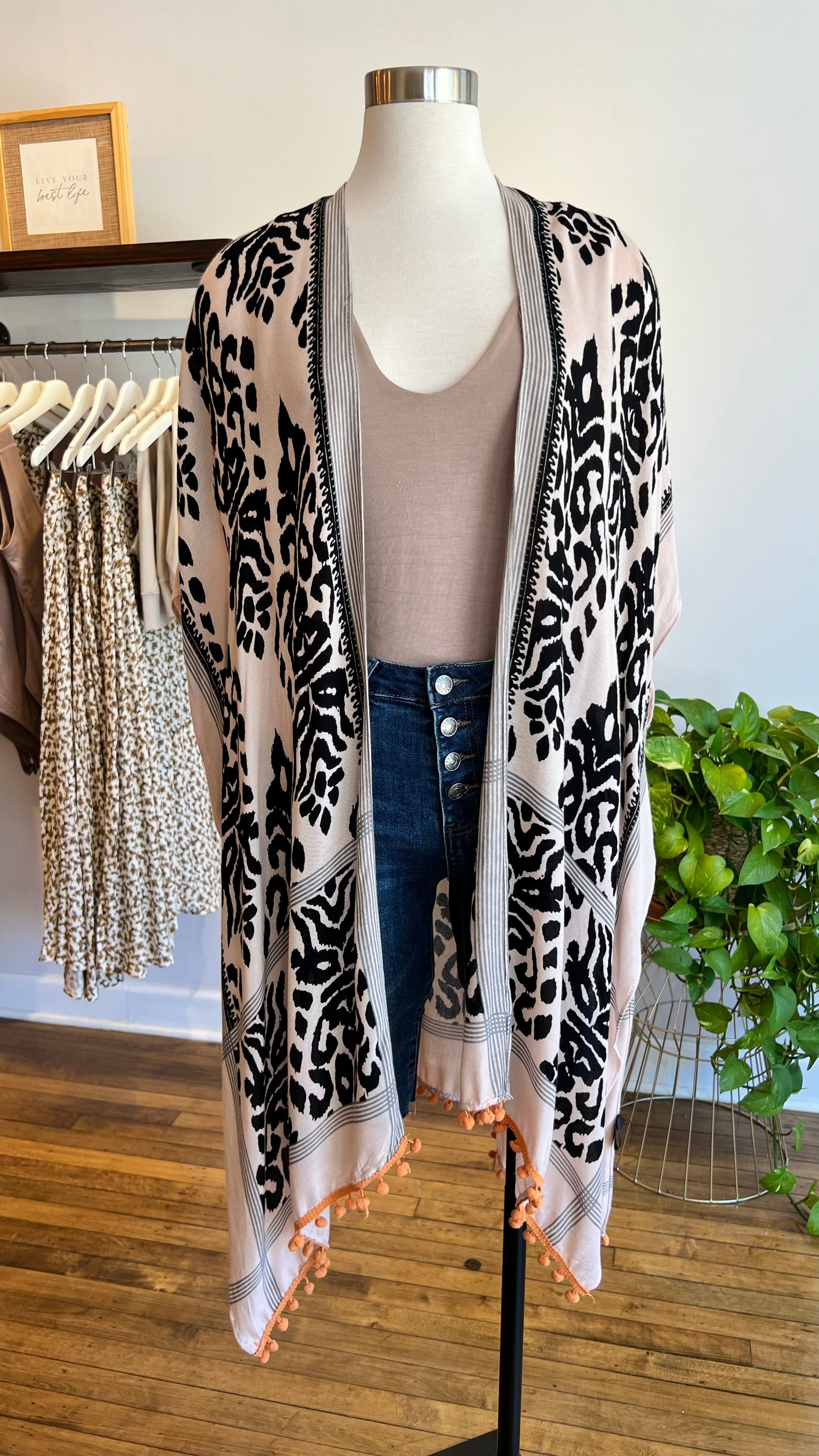 Pom Pom Trim Kimono