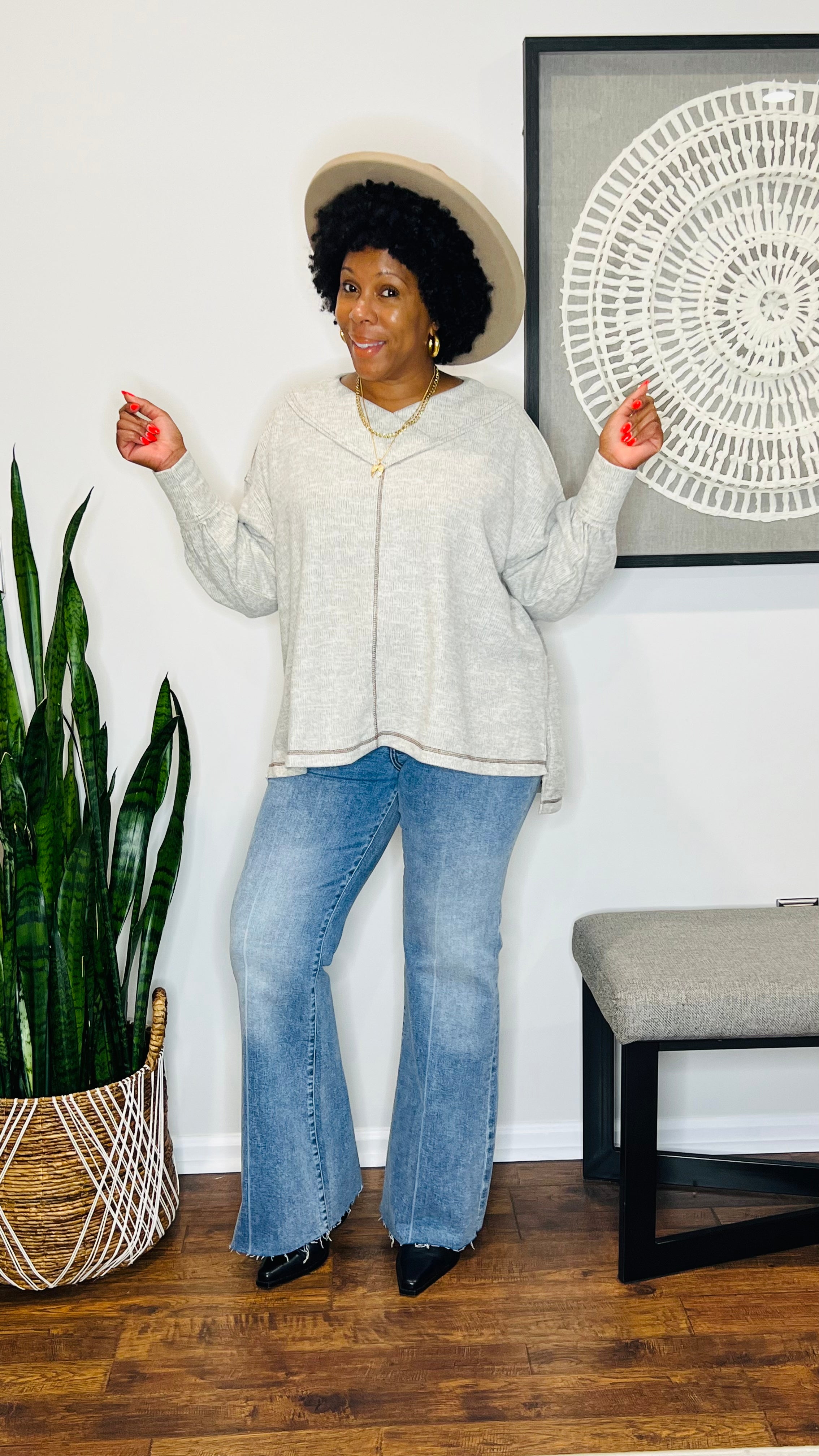 High-Low V-Neck Top