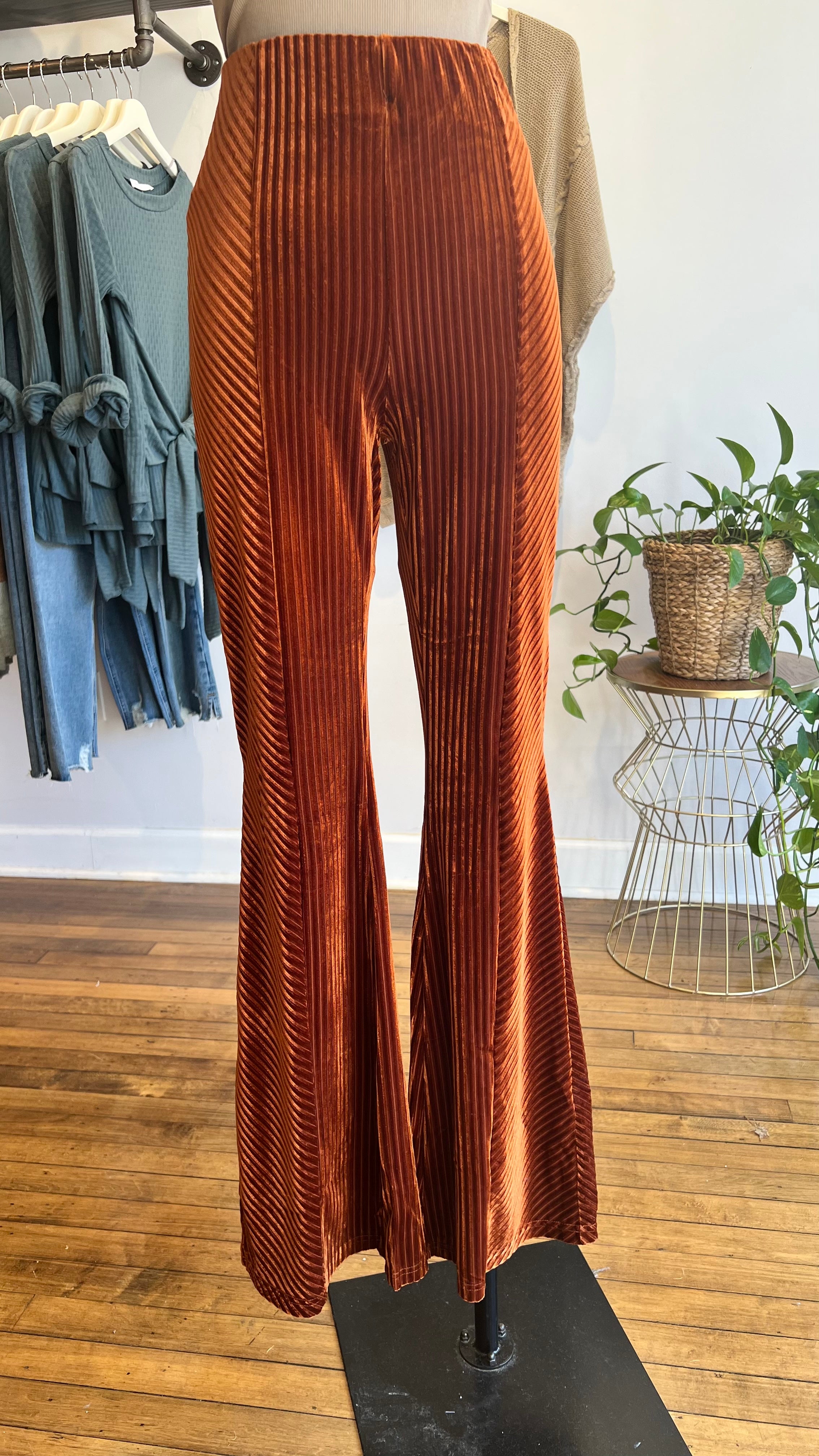 High Rise Flare Velvet Pants