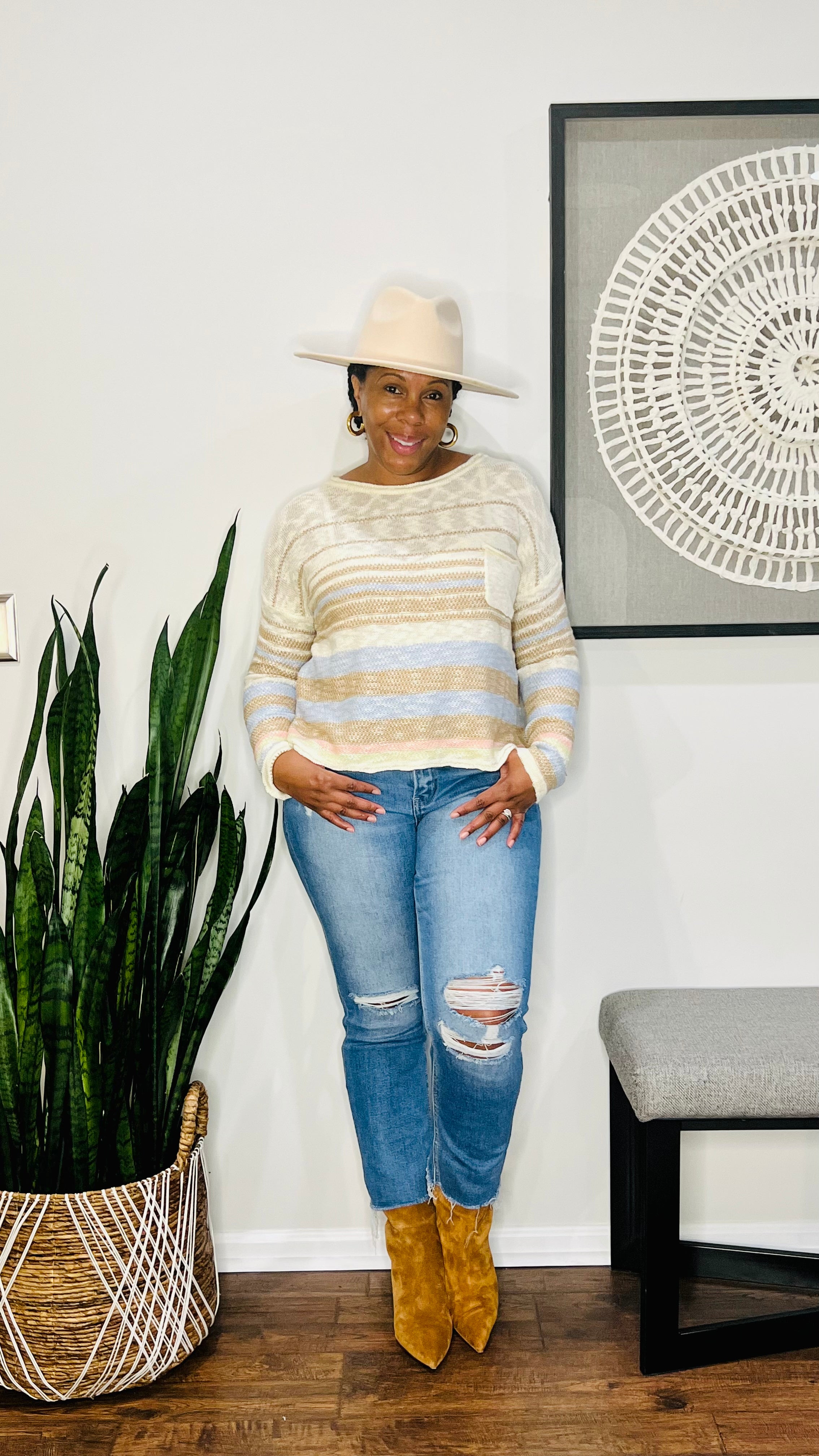 Striped Lightweight Pullover Sweater